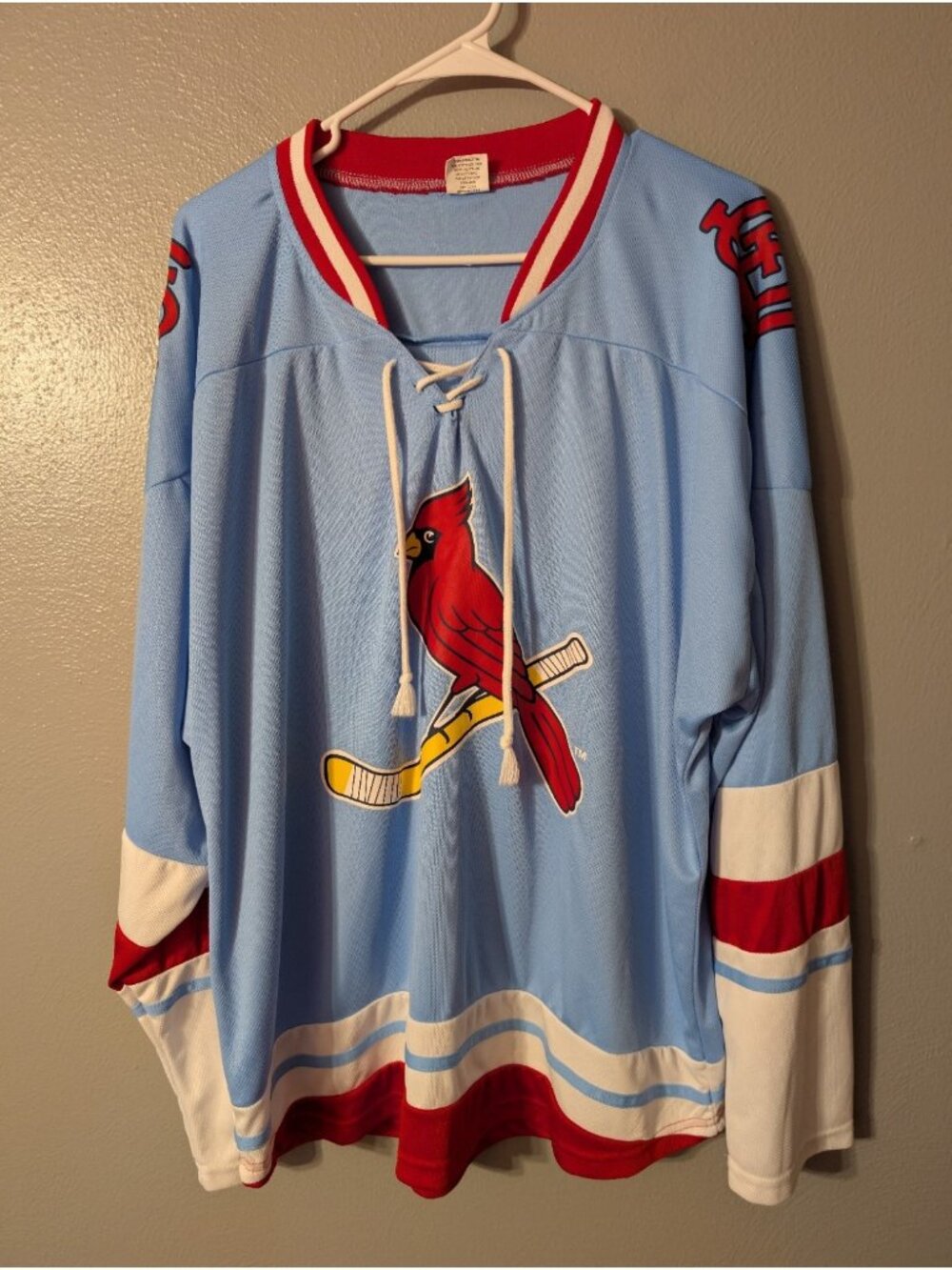 St Louis Cardinals Mens XL Powder Blue Hockey Jersey Bally Sports Giveaway SGA